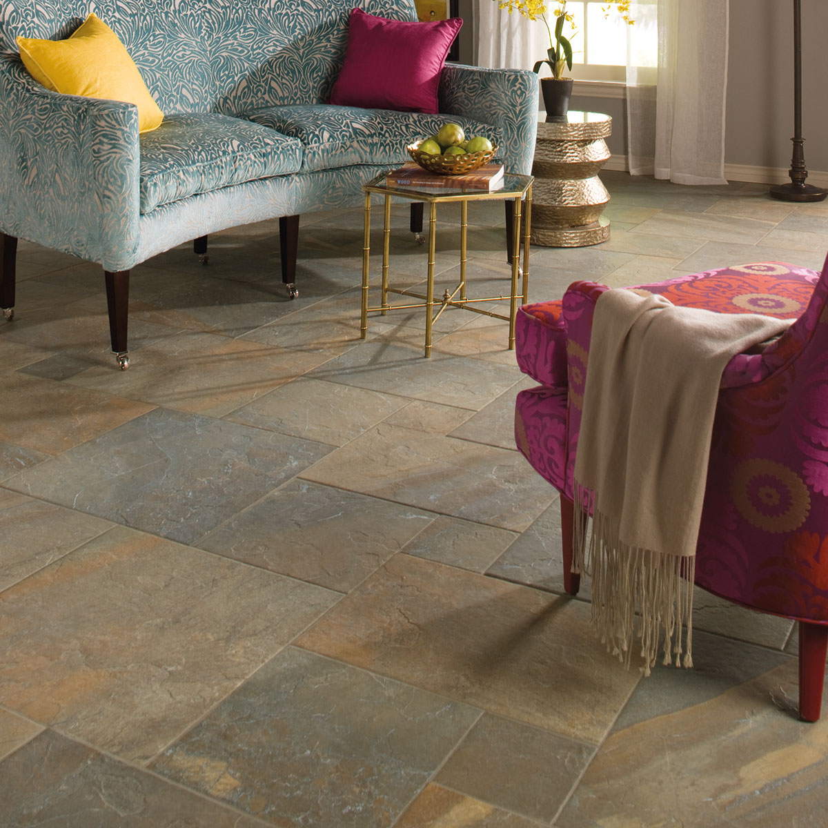 Porcelain tile flooring close-up