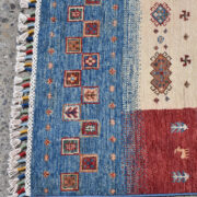 Kazak-1215230035-Blue-Multi Hand-Knotted Area Rug collection texture detail image