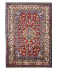 Kazak-1215250201-Red-Ivory Hand-Knotted Area Rug image