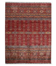 Kazak-1215250221-Red-Multi Hand-Knotted Area Rug image
