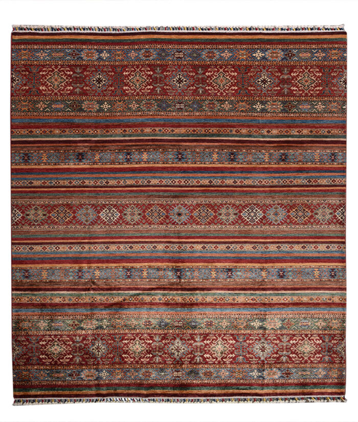 Kazak-1219850012-Red-Multi Hand-Knotted Area Rug image