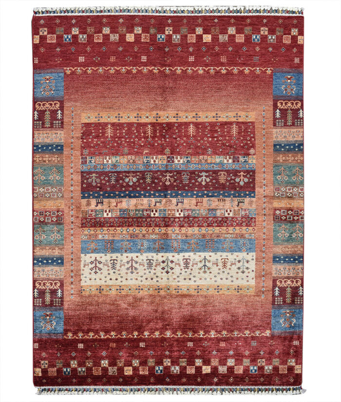 Kazak-1219850025-Red-Multi Hand-Knotted Area Rug image