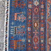 Kazak-1220090086-Denim-Blue-Multi Hand-Knotted Area Rug collection texture detail image