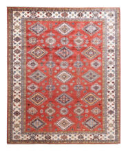 Kazak-1220090120-Red-Ivory Hand-Knotted Area Rug image