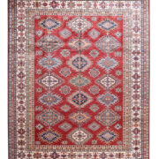Kazak-1220090153-Red-Ivory Hand-Knotted Area Rug image