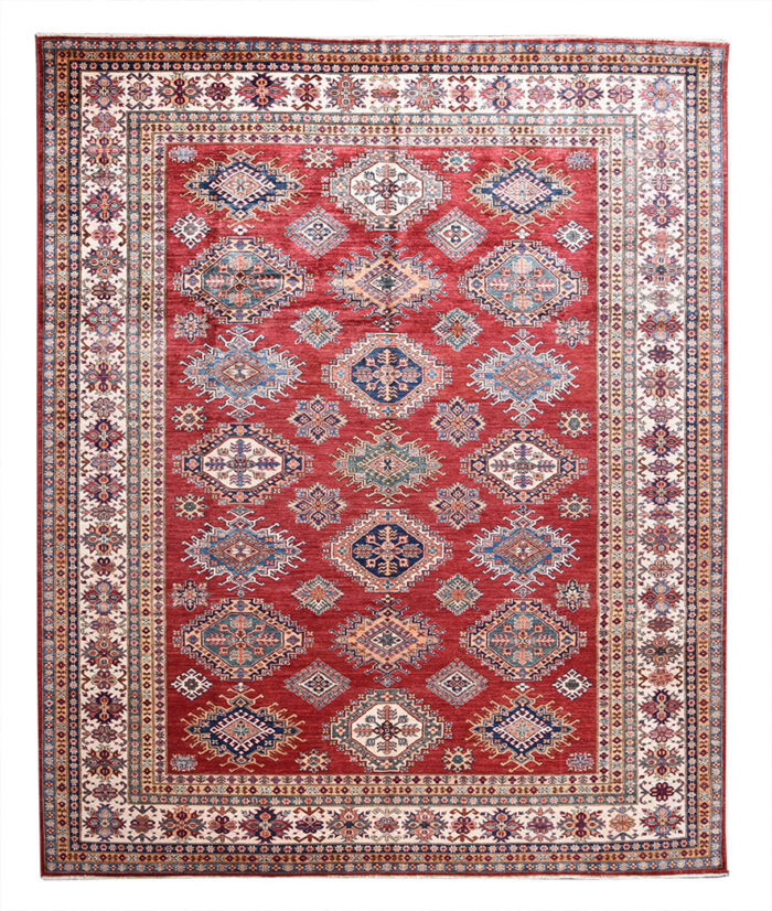 Kazak-1220090153-Red-Ivory Hand-Knotted Area Rug image
