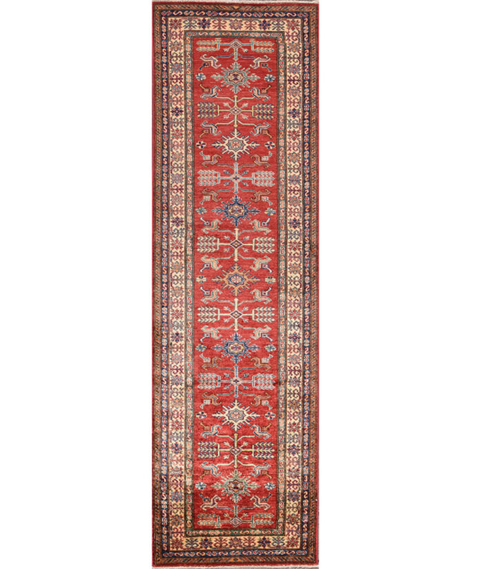 Kazak-1203590070-Red Ivory Hand-Knotted Area Rug image