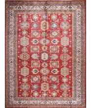 Kazak-1203610009-Red Ivory Hand-Knotted Area Rug image