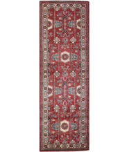 Kazak-1203730091-Red Ivory Hand-Knotted Area Rug image