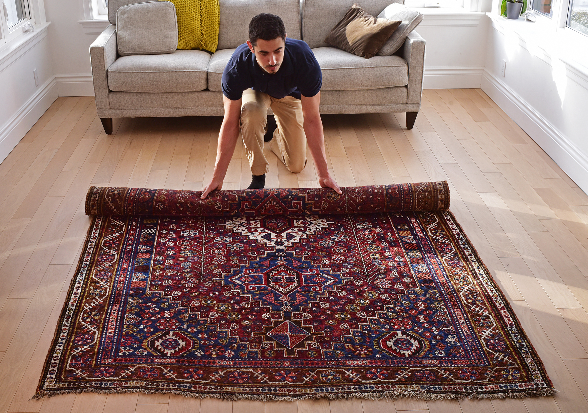 Area rug being cleaned