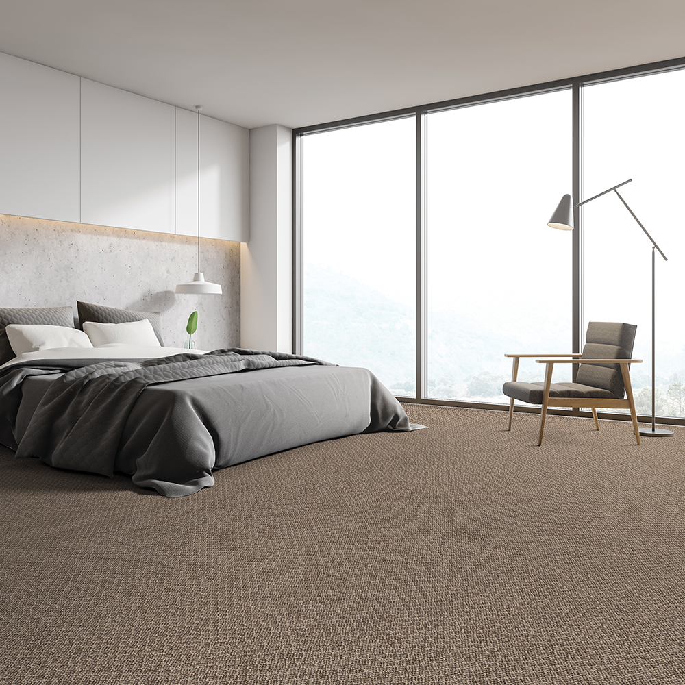 Carpeted lower-level room with soft, warm flooring underfoot