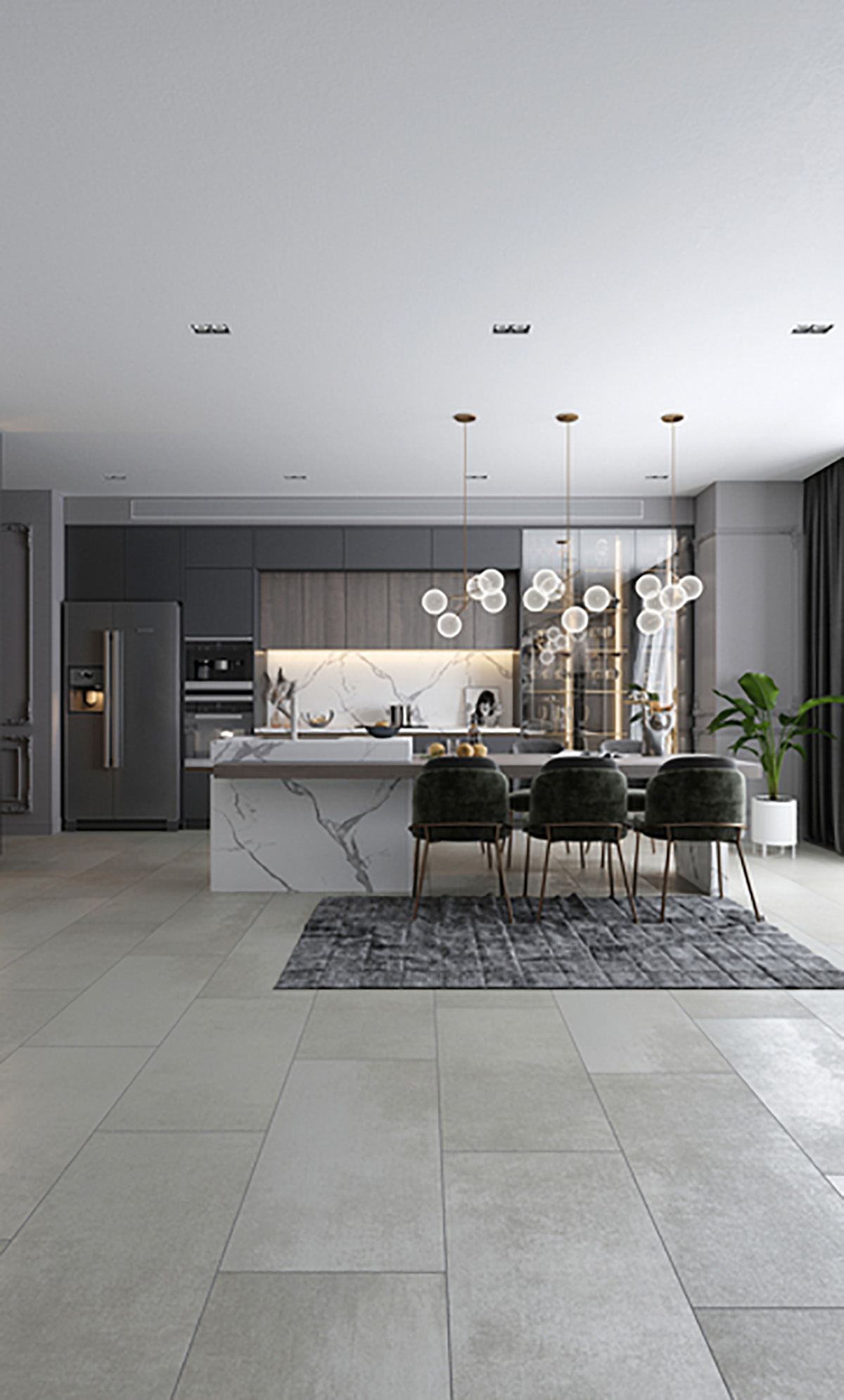 Concrete-look flooring installed over a slab