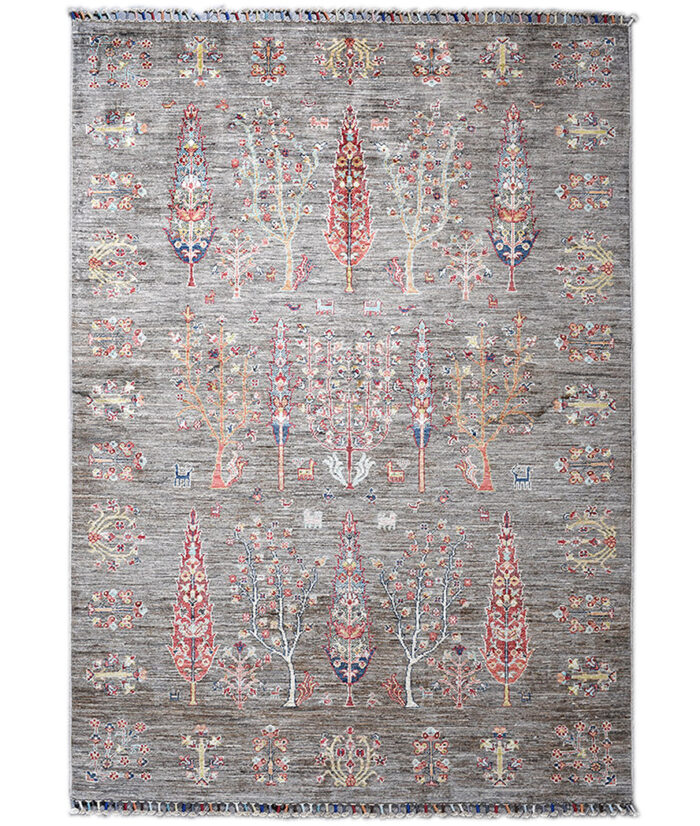 Kazak-1208260008-Grey Brown Hand-Knotted Area Rug image