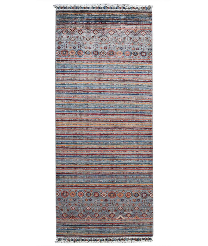 Kazak-1220090083-Denim Blue Multi Hand-Knotted Area Rug image