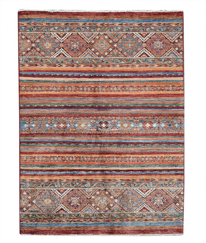 Kazak-1221030033-Red-Multi Hand-Knotted Area Rug image